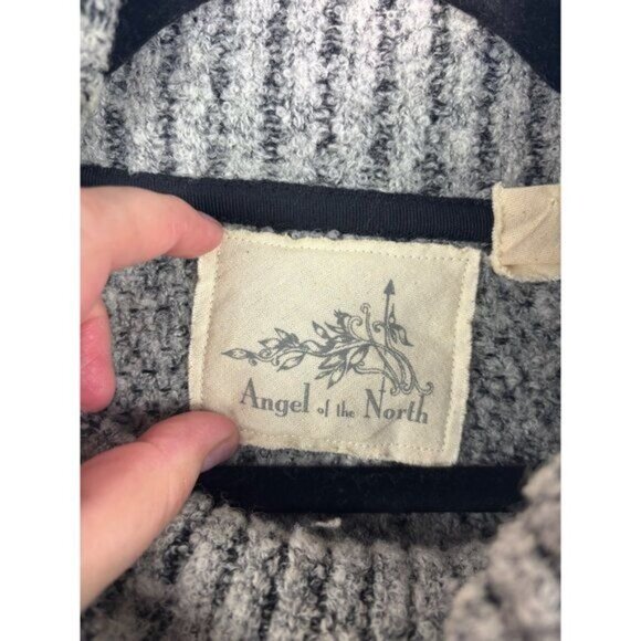 Anthropologie Angel Of The North Wool Cabled Boucle Sweater M Gray - Picture 5 of 15